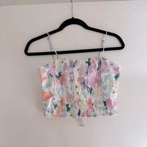 Abercrombie & Fitch Pride Crop Top Multicolor Poplin Ruched